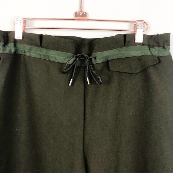 TOPSHOP | Paperbag Drawstring Waist Pants Green 8 - Picture 4 of 10